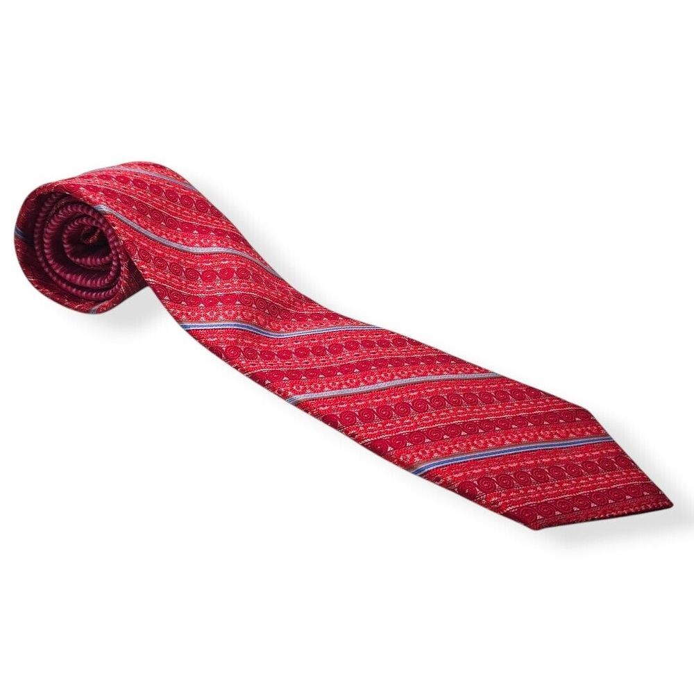 Robert Graham Red Pink Gray Floral Striped Silk - Tie Wisdom Knowledge Truth